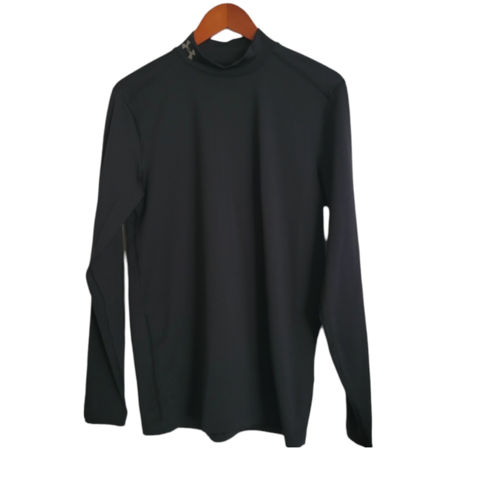 Under Armour Cold Gear Compression Mock Shirt Mens Medium Black Long Sleeve